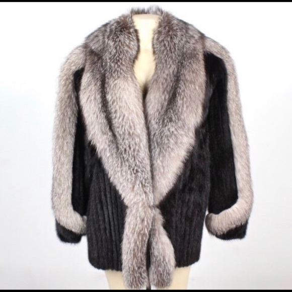 “Exquisite Dark Mink Coat accented with Fox Fur”